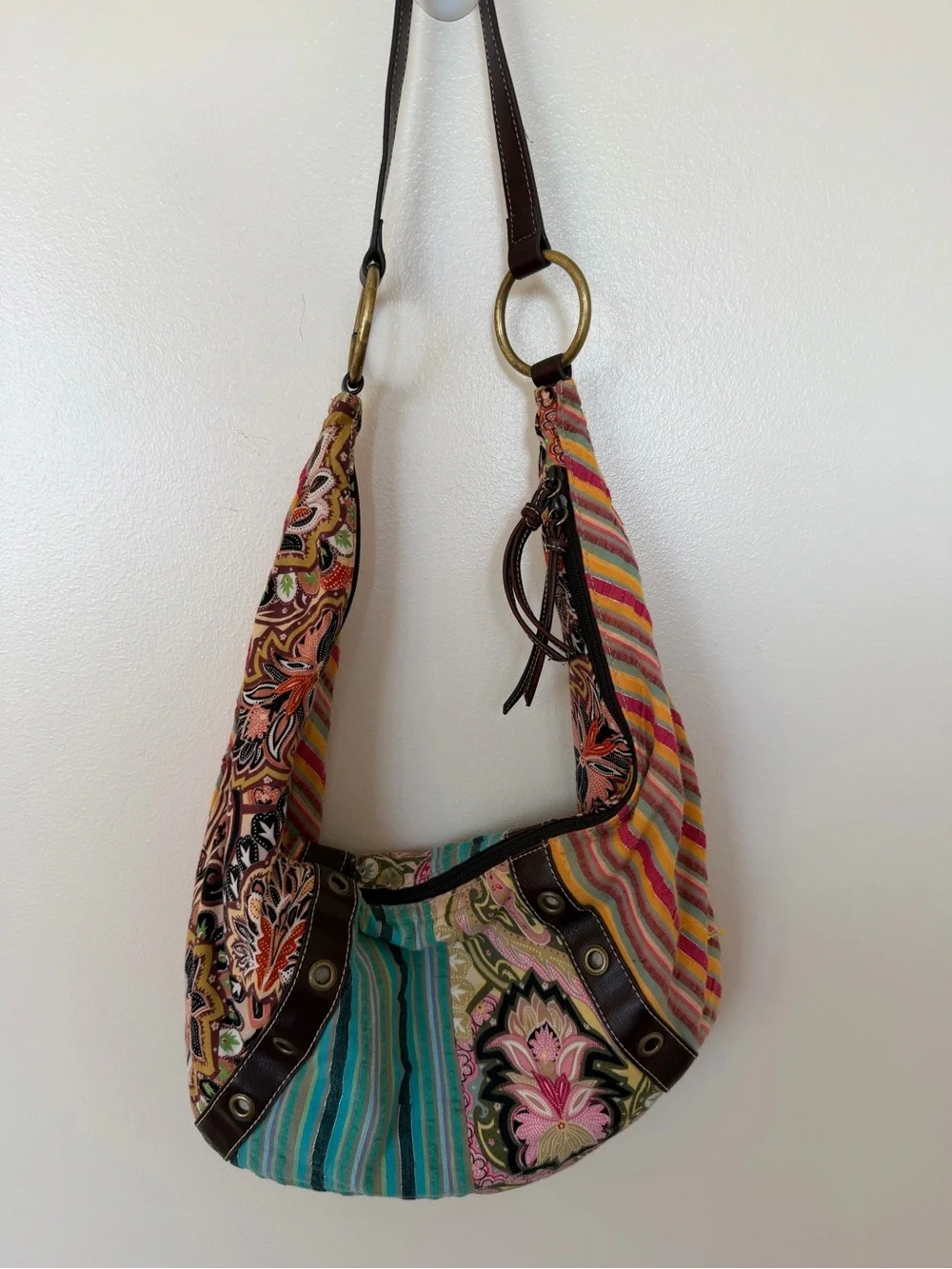 RELIC Patchwork Printed Sling Hobo Bag